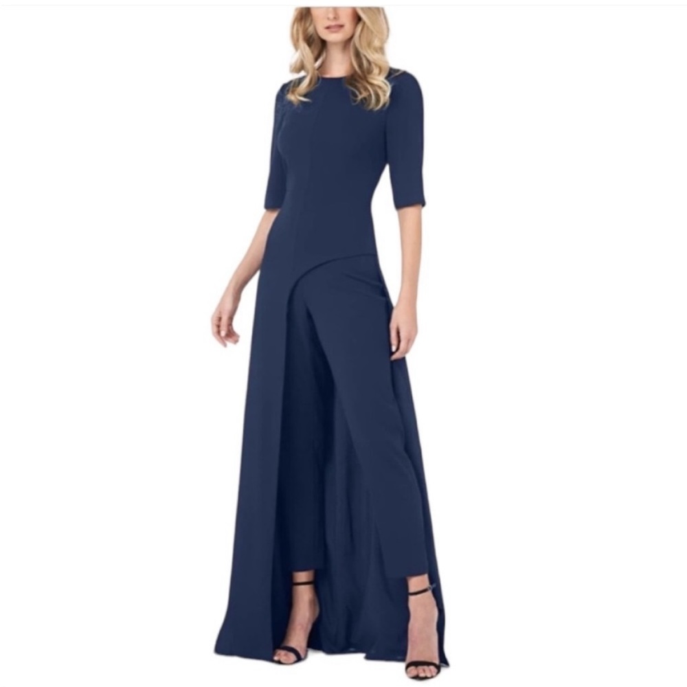 Kay Unger Midnight Blue Davina Maxi Romper Dress, SIZE 8 NEW WITHOUT TAGS. 0718